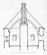 Казематная башня: эскиз авторства Евгении Пламеницкой с изображением контуров утраченного свода