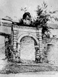 Троицкий монастырь: ворота, рисунок неизвестного автора, 19 век