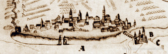 Каменец-Подольский на фрагменте рисунка, изображающего битву 1633 года