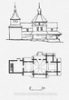 Крестовоздвиженская церковь до реставрации: план и южный фасад