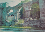 Комплекс Николаевской церкви: руины западной галереи. Фото сделано не позднее 1981 года